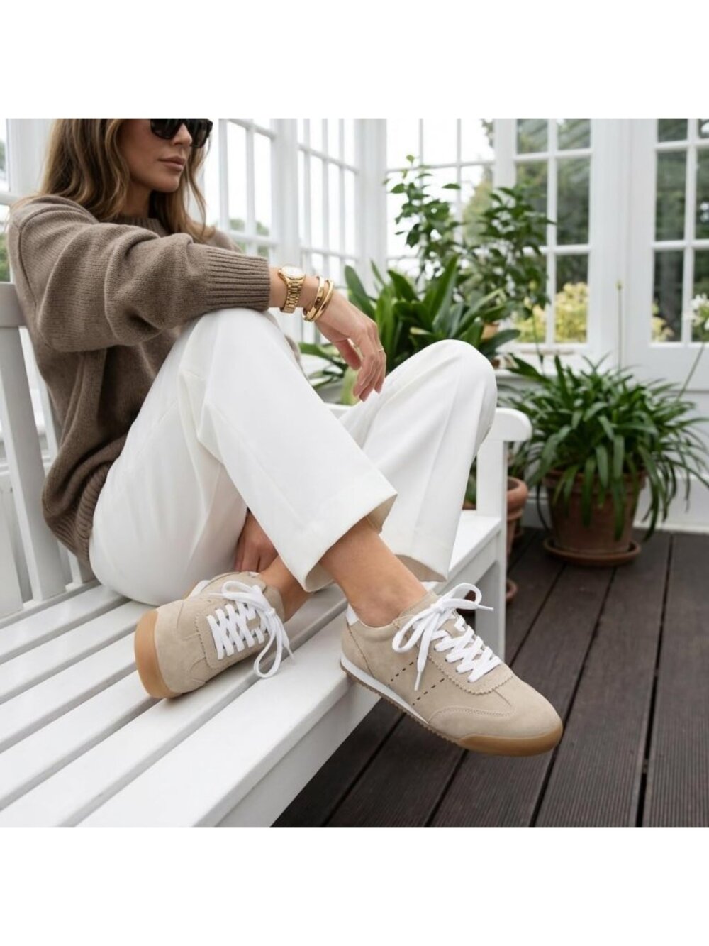 Women's Biscuit Genuine Leather Suede Sneakers Lightweight Everyday Casual - Picture 3 of 6